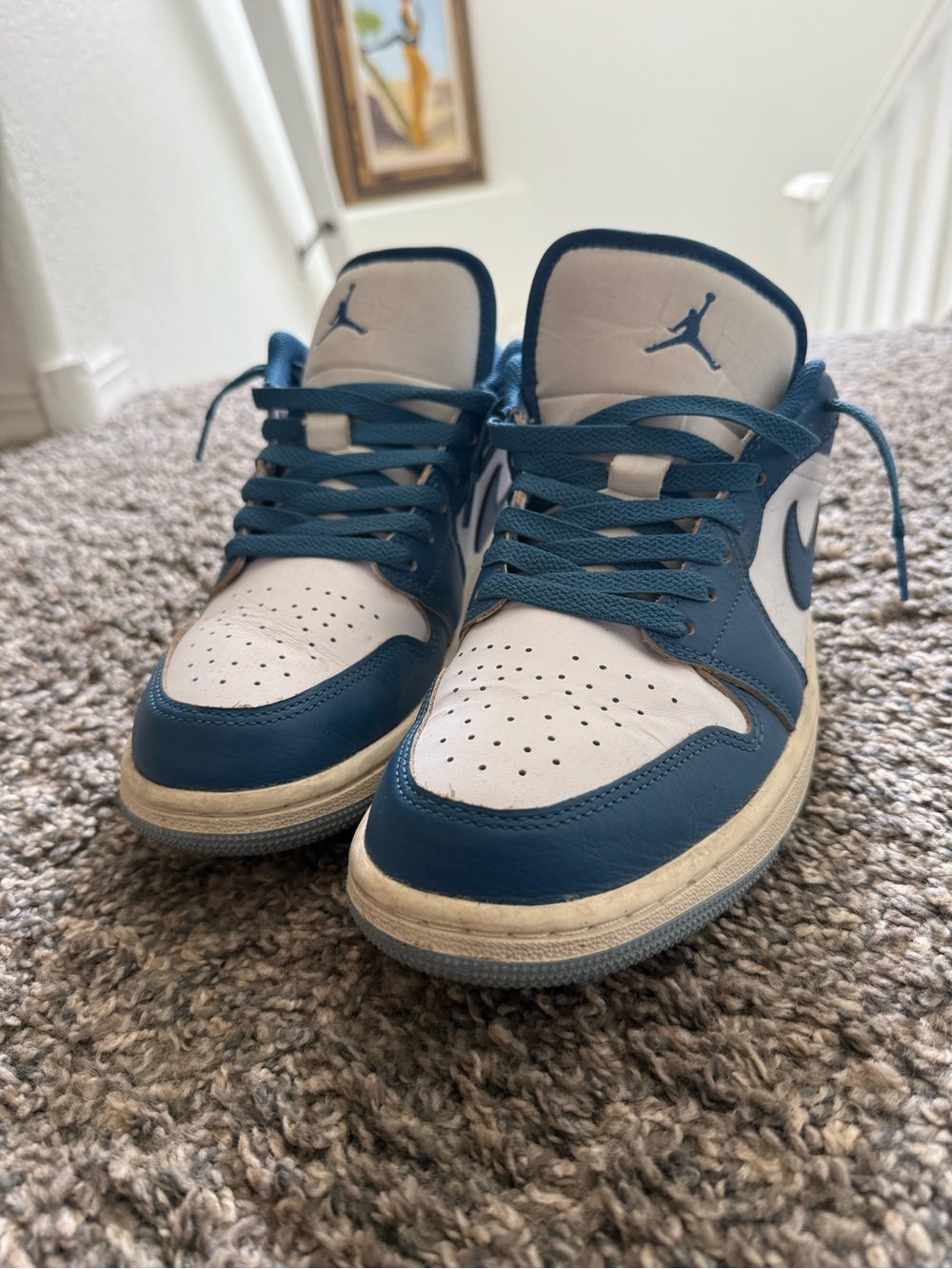 Nike Air Jordan Low Top Sneakers - White & Blue Teal